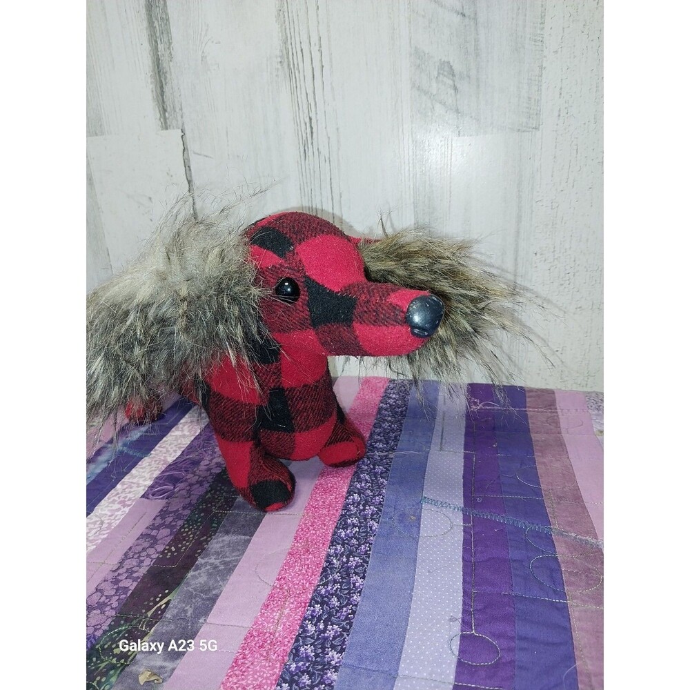 Douglas Cuddle Toys #14778 Griswold Plush Dachsund Buffalo Plaid RARE HTF 16"